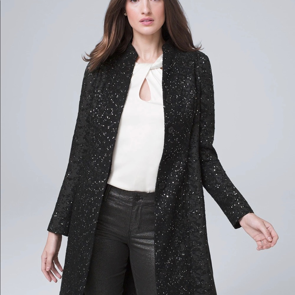 NWOT White House Black Market Opera Coat. Sequins